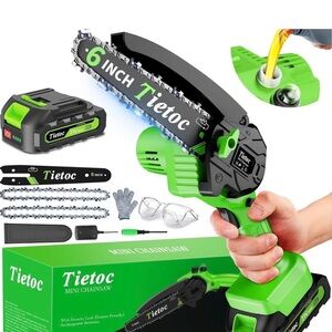 Tietoc 6-Inch Mini Chainsaw in Green and Black